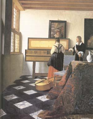 Jan Vermeer A Lady at the Virginals with a Gentleman (mk25) Spain oil painting art